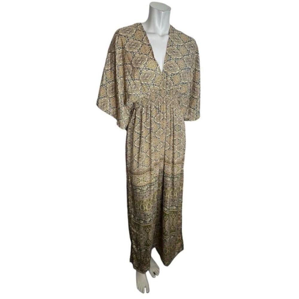 Guru Green Blue V Neck Kaftan Dress Size S/M